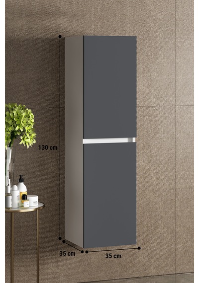 Yıldız 35 130 Cm Beyaz-füme Balon Mdf Asma Banyo Boy Dolabı Yıldız 35 130 Cm Beyaz-füme Balon Mdf Asma Banyo Boy Dolabı