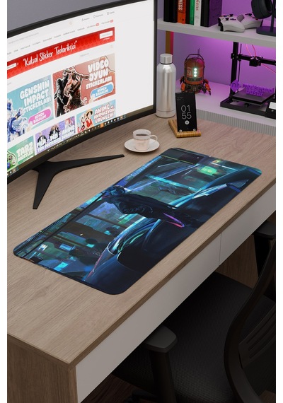 Dijital Cyberpunk City V2 70x30 Xl Gaming Kauçuk Kaymaz Taban Mouse Pad Fare Altlığı