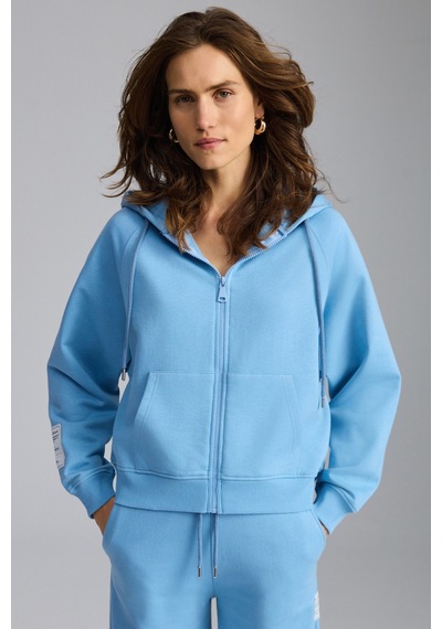 ETHIQUET YKA Kadın Organik Pamuk 3 İplik İçi Şardonlu Süs Etiketi Detaylı Regular Mavi Sweatshirt