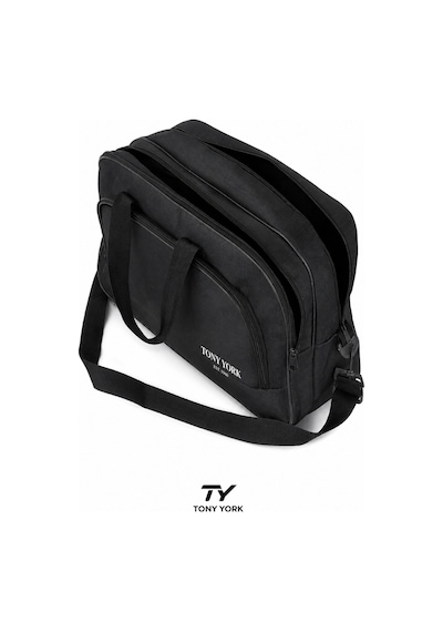 Tony York Orijinal Unisex Konfor Modeli Çok Gözlü Seyahat Tatil Spor Kabin Boy Kumaş Valiz El Ve Omuz Çantası Siyah