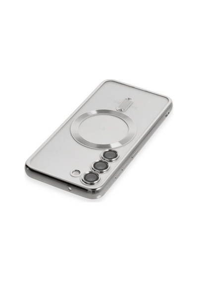 Samsung Galaxy S25 İçin Magsafe İle Uyumlu Kılıf Kamera Lensli Korumalı Şeffaf Silikon Kapak Gümüş