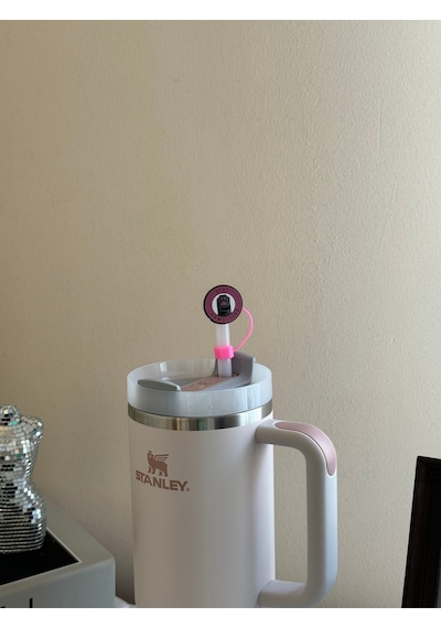 Sevimli Kedi Model Silikon Toz Geçirmez Sızdırmaz Pipet Kapağı 1 Adet Stanley Termos Ile Uyumlu Siyah - Mor