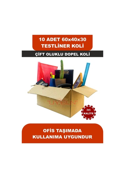 10 Adet 60x40x30 Ev Taşıma Kolisi, Çeyiz Kolisi, Boş Koli, Çift Oluklu Tssst Dopel