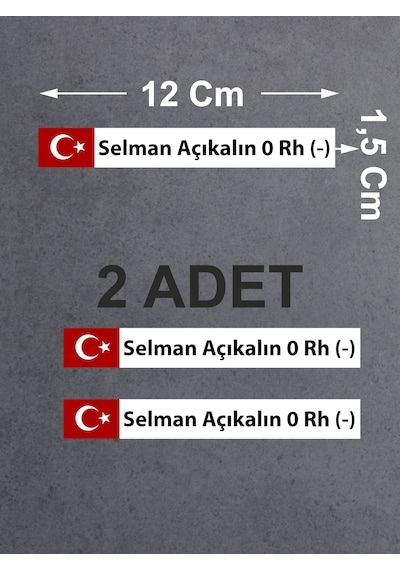 Kan Grubu Sticker, Türk Bayraklı Kan Grubu Sticker, Araba Oto Motosiklet Karavan Sticker 02523 12X1,5 Cm