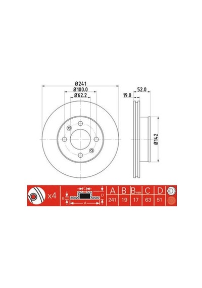 IOTO 10201-30302 Fren Diski Ön 241 Mm. Accent 2000-2005