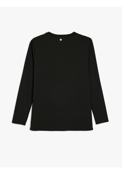 Koton Uzun Kollu Bisiklet Yaka Geometrik Baskılı Basic Spor Sweatshirt Siyah 5sam70018nk Siyah