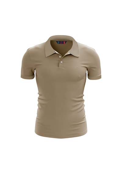 Raru %100 Pamuk Büyük Beden Polo T-shirt Ingens Bej Bej