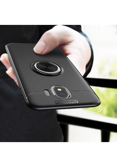 Samsung Uyumlu Galaxy J4 Kılıf Yüzüklü Magnetli Ravel Case