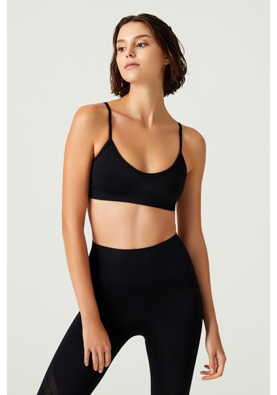 Los Ojos X Melodi Siyah Seamless Destekli Askılı Spor Sütyeni Adjust Siyah Siyah