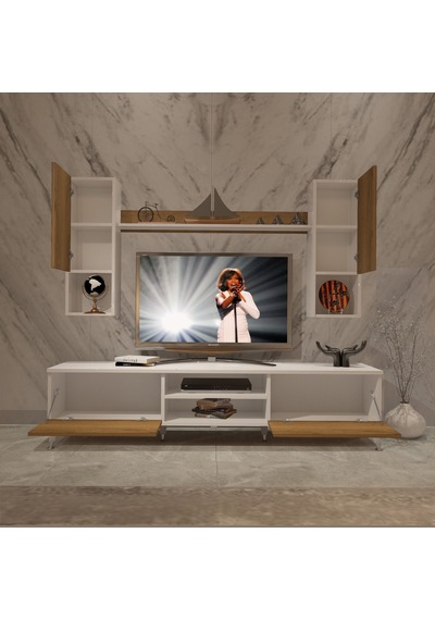 Decoraktiv Eko 5da Mdf Dvd Silver Tv Ünitesi Tv Sehpası - Beyaz Pera Beyaz - Meşe