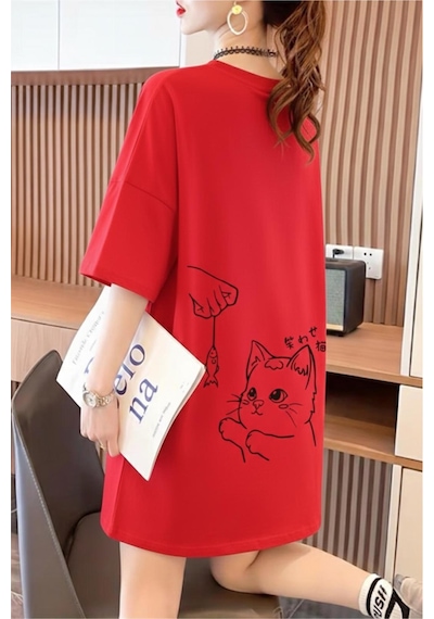 Fish And Cat Kadın Oversize Basic Bisiklet Yaka Pamuklu T-shirt Rahat Kesim Unisex Kirmizi Fish And Cat Kadın Oversize Basic Bisiklet Yaka Pamuklu T-shirt Rahat Kesim Unisex Kirmizi