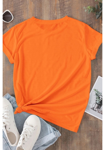 Unisex Hearts Baskılı Tasarım Tshirt Turuncu
