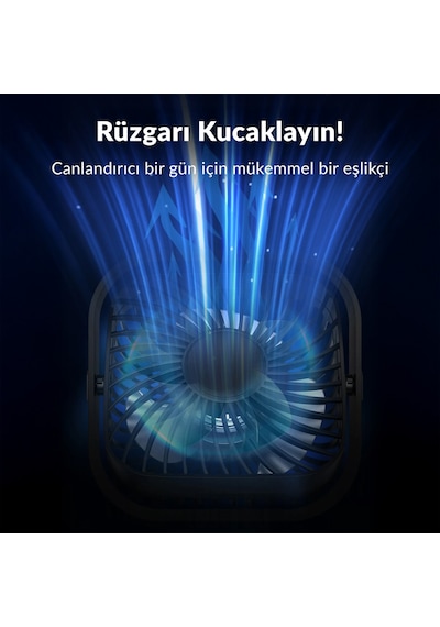 Warmco K51 Masaüstü Vantilatör 3 Kademeli 360 Döner Başlıklı Usb Kablolu Soğutucu Fan Siyah