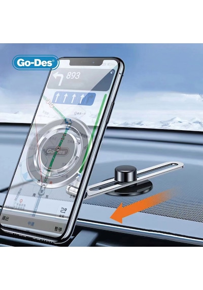 Araba Araç İçi Telefon Tutucu Go Des GD-HD912 Magnetik Dönebilen Torpido Üstü Düz Zemin Tasarım