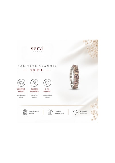 Servi 925 Ayar Gümüş Zultanit Beştaşlı Yüzük-484