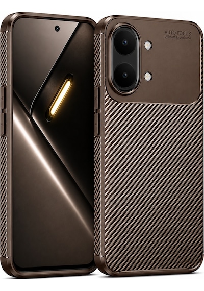 Xiaomi Poco X8 Pro Max Kılıf Karbon Silikon Case Kahverengi