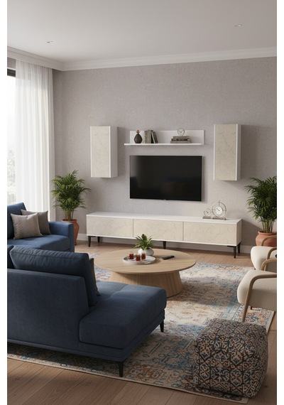 Tvr1899bt - Aplos Tvr180 Tv Ünitesi Takım , Tv Sehpası Beyaz-traverten Kapak 180cm Tvr1899bt - Aplos Tvr180 Tv Ünitesi Takım , Tv Sehpası Beyaz-traverten Kapak 180cm