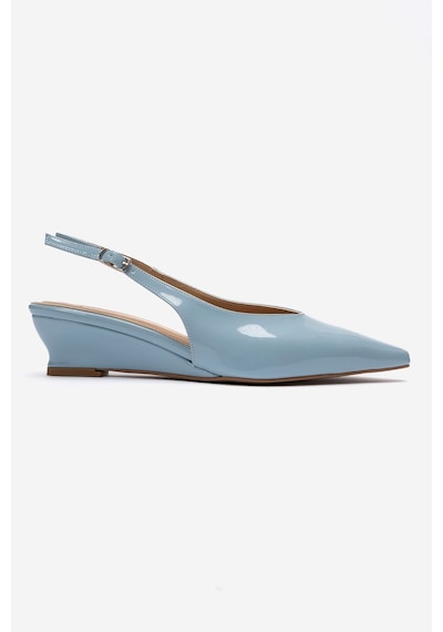 Luvishoes Rosella Bebe Mavi Rugan Mini Dolgu Kadın Topuklu Ayakkabı