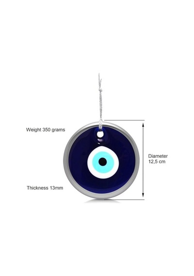 Cam Nazar Boncuğu Duvar Süsü 13cm El Yapımı Nazarlık Duvar Süsü Gümüş