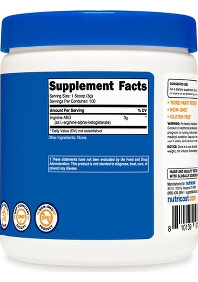 Nutricost Arginine Akg 300 Gr. 100 Servis