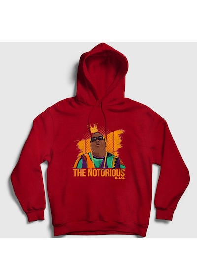Presmono Unisex King The Notorious Bıg Kapüşonlu Sweatshirt Kırmızı