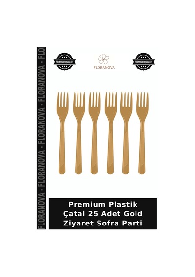 Premium Plastik Çatal 25 Adet Gold Ziyaret Sofra Parti