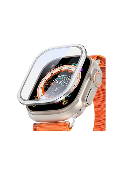 Apple Uyumlu iPhone Watch Ultra 2 49mm Metal Çerçeveli Ekran Koruyucu