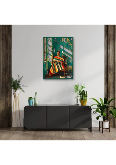Renkli Şallı Bohem Kadın - Metal Tablo - Dec0341 36 X 50 Cm Çok Renkli