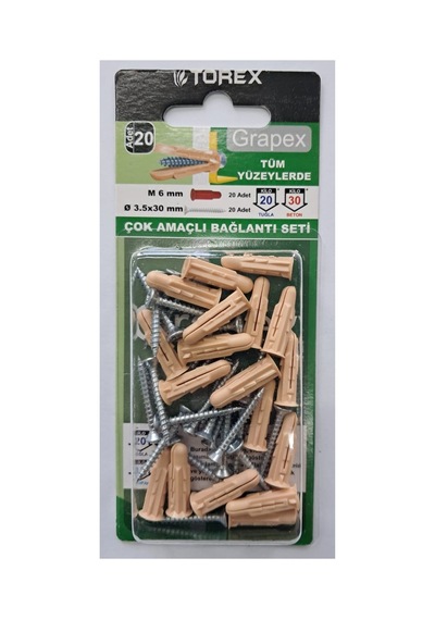 Vida Dübel Set Yeni Nesil Proje Bağlantı Set 6 Mm Dübel 3.5x30 Vida Toplam 40 Parça - 764905901 Diğer