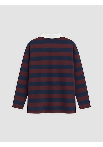 Lcw Modest Lacivert Polo Yaka Çizgili Kadın Sweatshirt Tunik