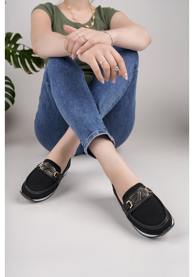 Nesilshoes Nesil Shoes Wiss 0272 Siyah Triko Örgü Kadın Ayakkabı