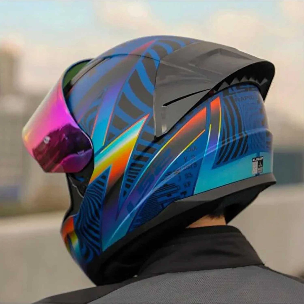 Ls2 Rapid 2 Optik Full Face Gökkuşağı Vizörlü Motosiklet Kaskı Mavi - Mor