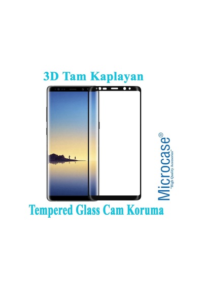 Microcase Samsung Uyumlu Galaxy Note 8 3D Curved Tam Kaplayan Tempered G