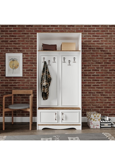 Stella 4 Kapaklı 6 Askılı 5 Bölmeli Country Vestiyer, Portmanto Beyaz-ceviz- Tamamı Mdf Beyaz - Ceviz Stella 4 Kapaklı 6 Askılı 5 Bölmeli Country Vestiyer, Portmanto Beyaz-ceviz- Tamamı Mdf Beyaz - Ceviz
