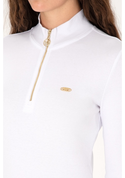 U.S. Polo Assn. Kadın Beyaz Fermuarlı Dik Yaka Sweatshirt 50313564-VR013