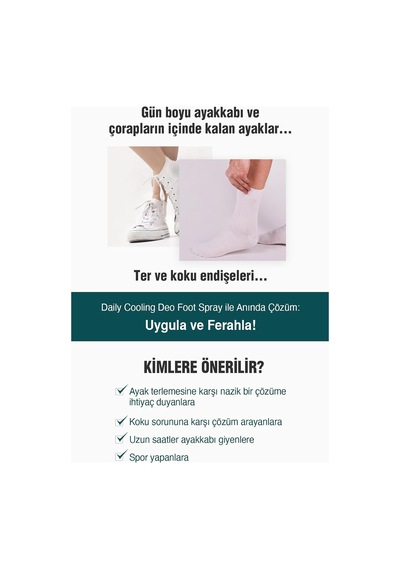 Serin Ve Temiz His Sağlayan Ayak Deodorantı Daily Cooling Deo Foot Spray 150ml