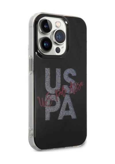 Apple iPhone Uyumlu 15 Pro Max Kılıf U.s. Polo Assn.  Lisanslı Simli Parlak Alfabe Tasarım Kapak - Kırmızı