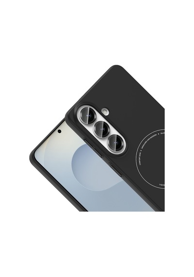 Galaxy S26 Fe Kılıf M-safe Şarj Özellikli Kamera Korumalı Zore Elio Sert Pc Kapak Siyah