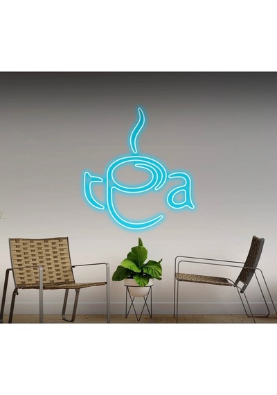Tea Yazılı Ve Şekilli Neon Tabela Turkuaz