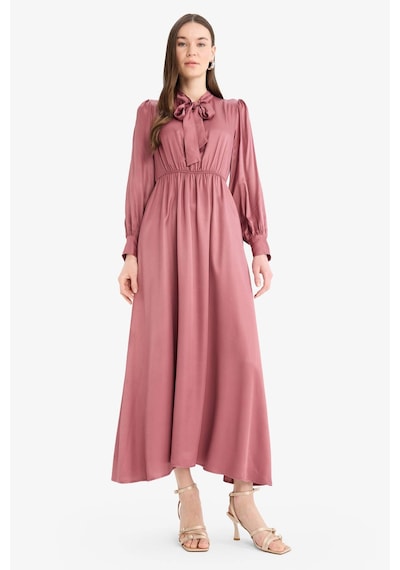 Defacto 	Regular Fit Fiyonk Yaka Saten Uzun Kollu Midi Elbise F0819AX25SP Bordo