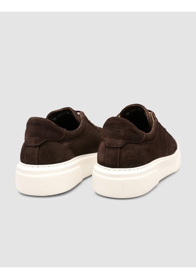 %100 Hakiki Süet Kahverengi Kürk Astarlı Bağcıklı Sneaker Ayakkabı Kahverengi