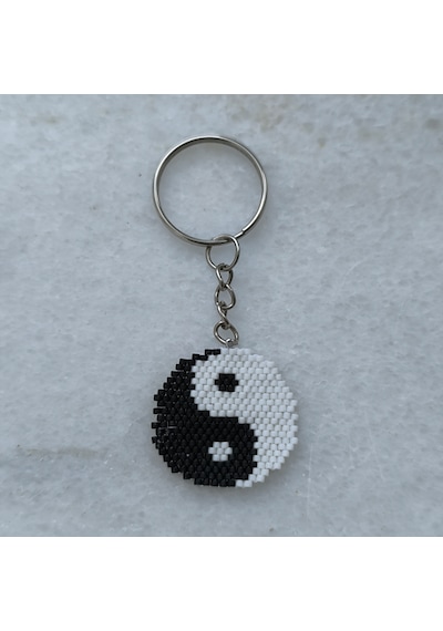 Yin Yang Miyuki Anahtarlık&çanta Süsü Siyah - Beyaz