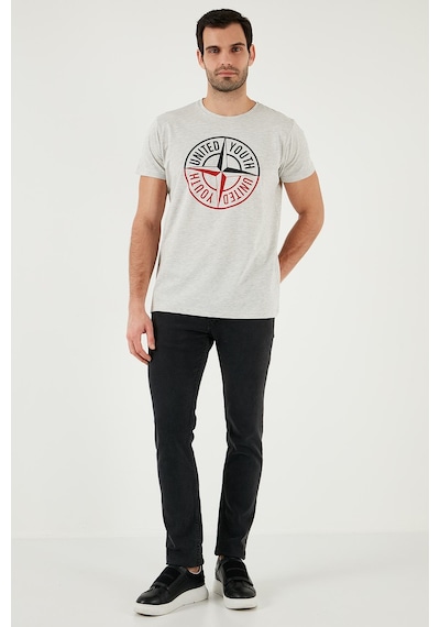 Buratti Pamuklu Baskılı 3'lü Paket T Shirt Erkek T Shirt 541s3 Parlıament-beyaz-açık Melanj