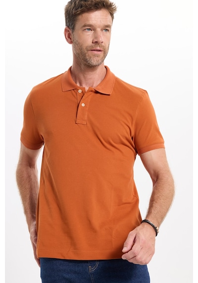 Tudors Erkek Slim Fit Dar Kesim Premium Seri %100 Pamuk Yumuşak Dokulu Merserize Hardal Polo Yaka Tişört-50920 Kahverengi