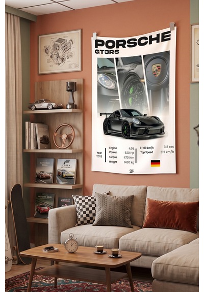 Gt3rs Porsche Dekoratif Duvar Örtüsü Duvar Halısı Reaste