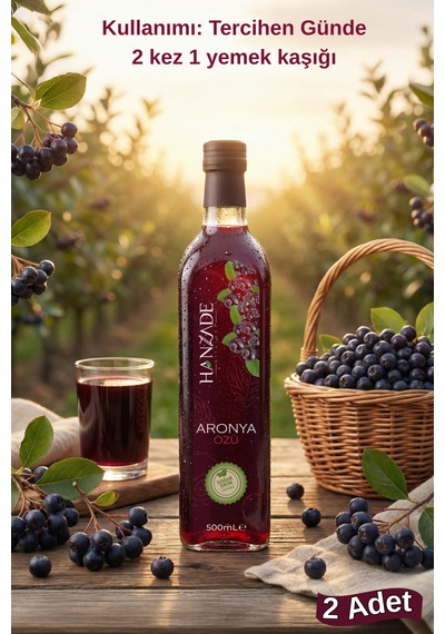 Hanzade Bitkisel Aronya Özü 500 Ml X 3 Adet Soğuk Pres, Yoğun Tat, Cam Şişe