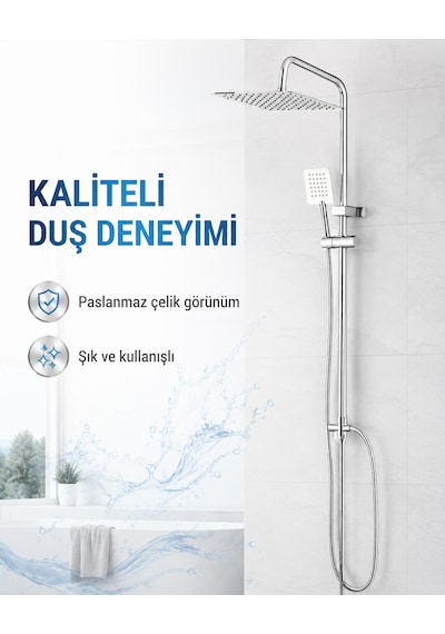 Fleko Vektör Krom Rain Robot Duş Seti