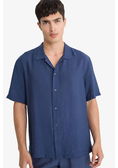 Defacto Relax Fit Polo Yaka Aerobin Kısa Kollu Gömlek E1736ax25smnv135 Lacivert