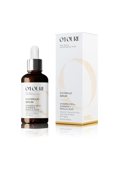 O'loure C E Ferulic Serum,%15 C Vitamini İçeren Aydınlatıcı, Yaşlanma Karşıtı, Ton Eşitleyici Cilt Serumu Yüz Ve Boyun Bölgesi İçin, Parfümsüz, Vegan, 30 Ml