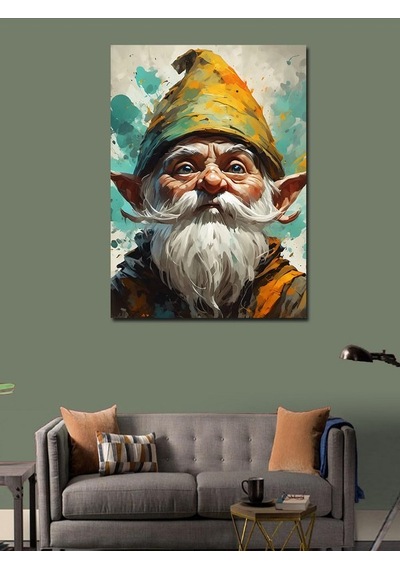 Kanvas Tablo Sarı Şapkalı Sevimli Cüce 100cmx140cm